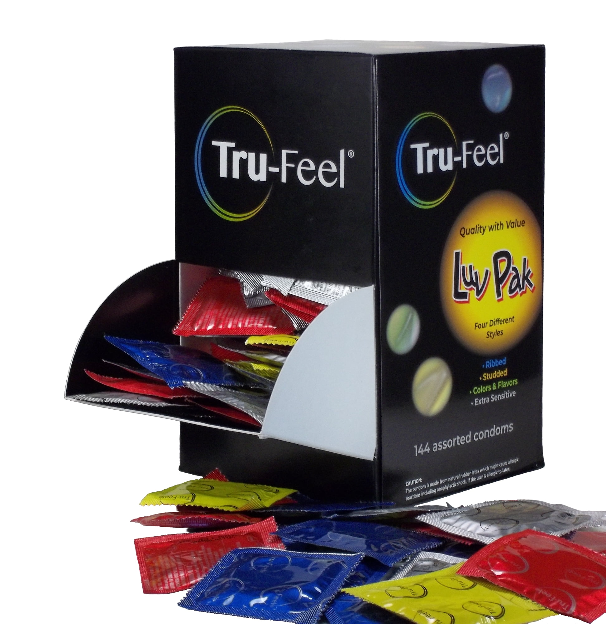 TruFeel Luv Pak Latex Condoms Bulk 144 Count Variety Pack Assortment