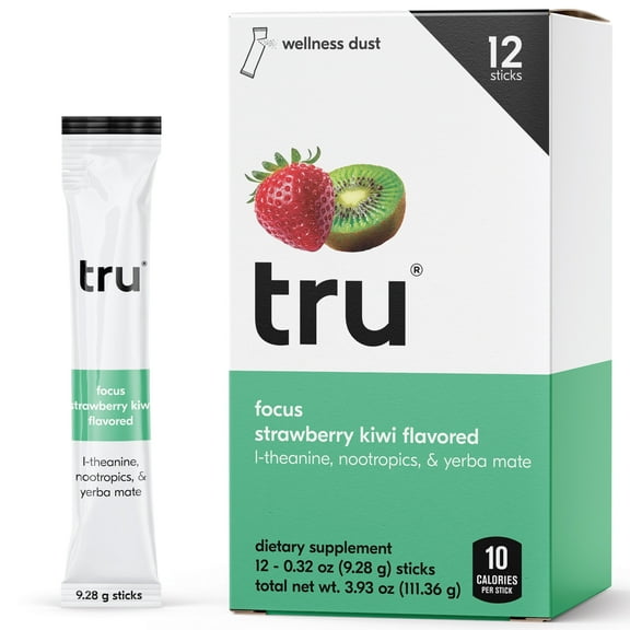 Tru Focus Powder Wellness Dust, Strawberry Kiwi Flavored, Focus, 12-Count