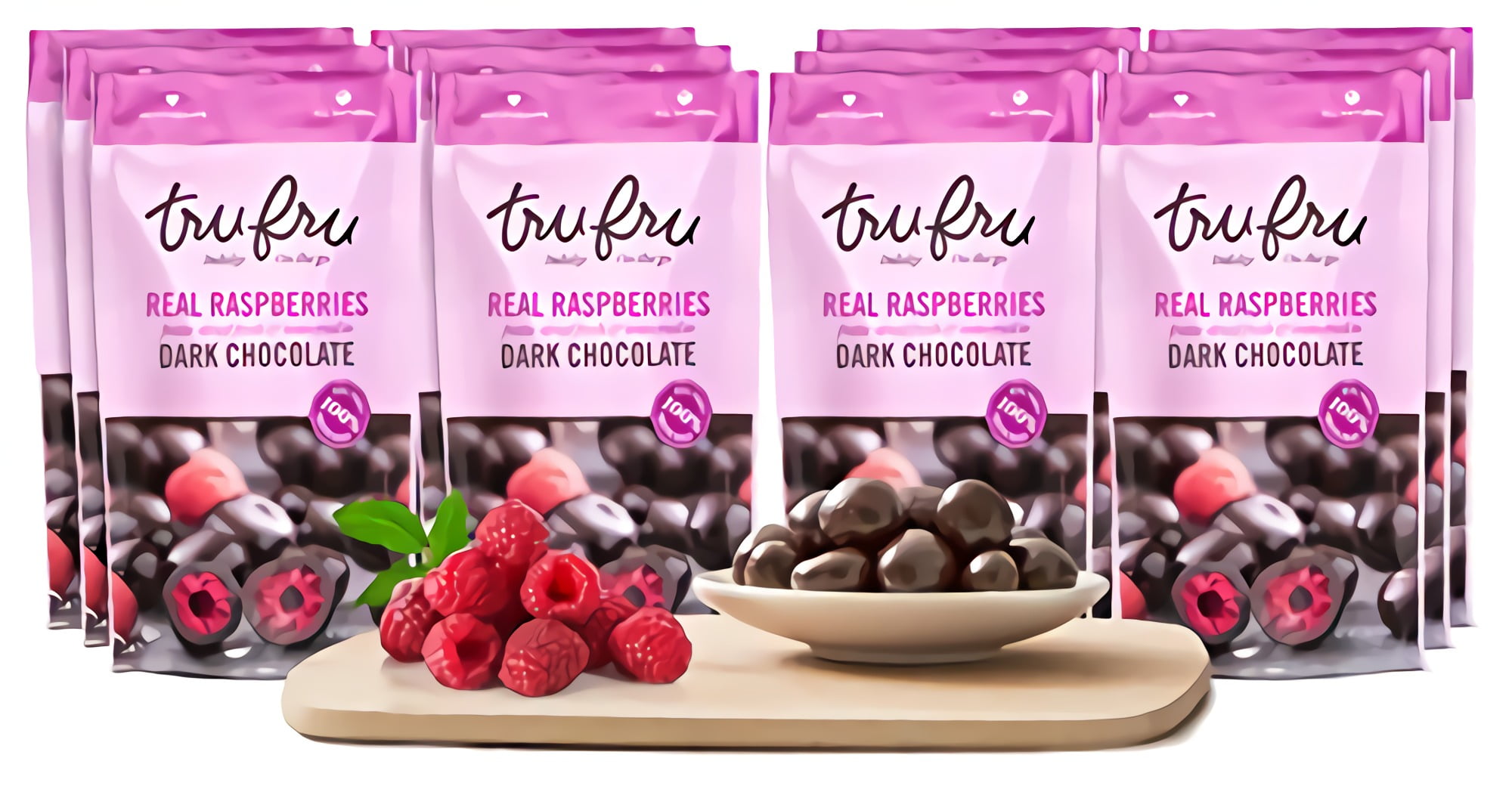 Tru Fru Dark Chocolate Dipped Freeze-Dried Fruit, 12-Pack Grab & Go ...