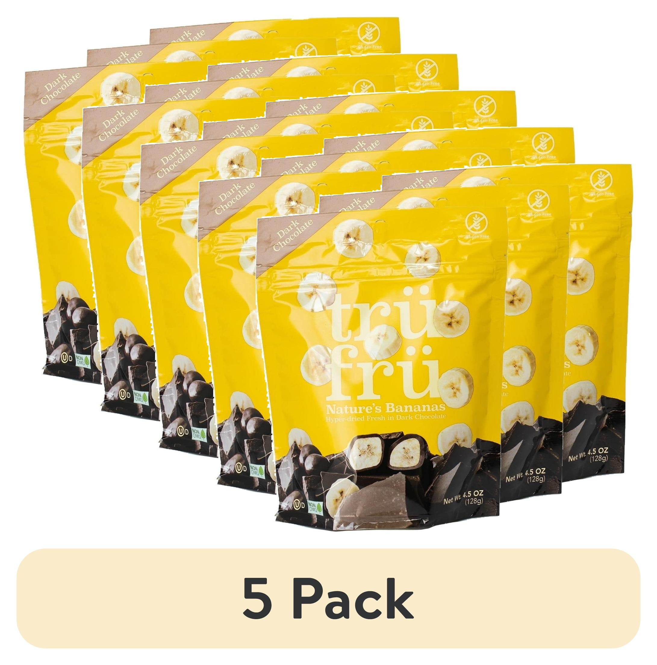 (5 pack) Tru Fru Dark Chocolate Dipped HyperDried Real Bananas (4.5 oz