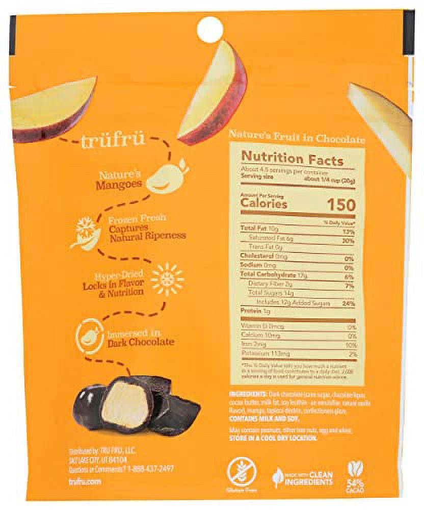 Tru Fru Nature's Mangoes, HyperDried Fresh in Dark Chocolate, 54