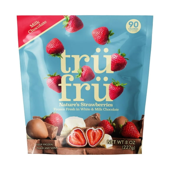Tru Fru Nature'sTRDNStrawberries Hyper-Chilled In White & Milk Chocolate, 8 Ounce Bag