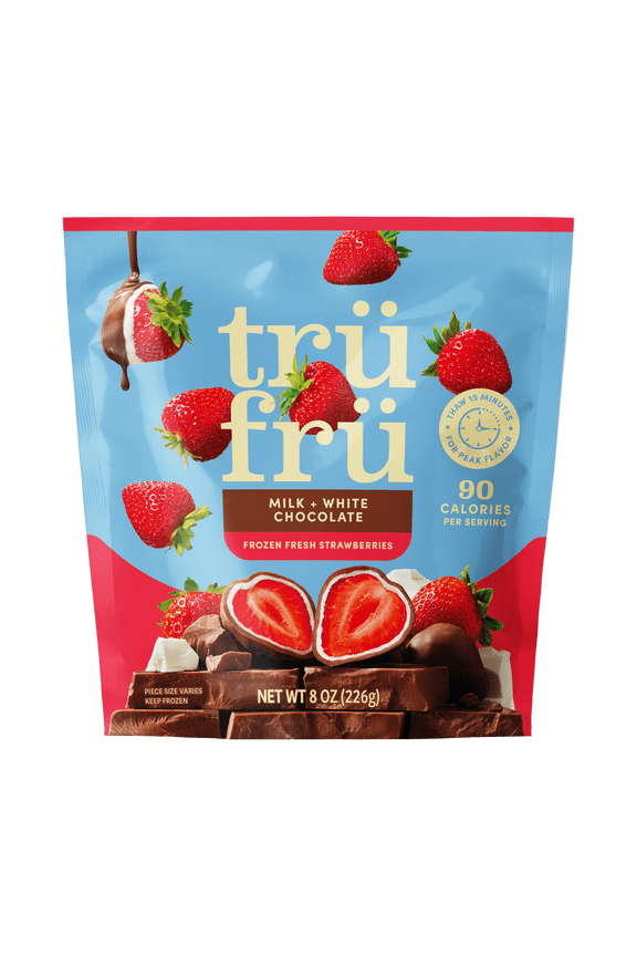 Frozen Strawberries in Milk & White Chocolate, 8oz