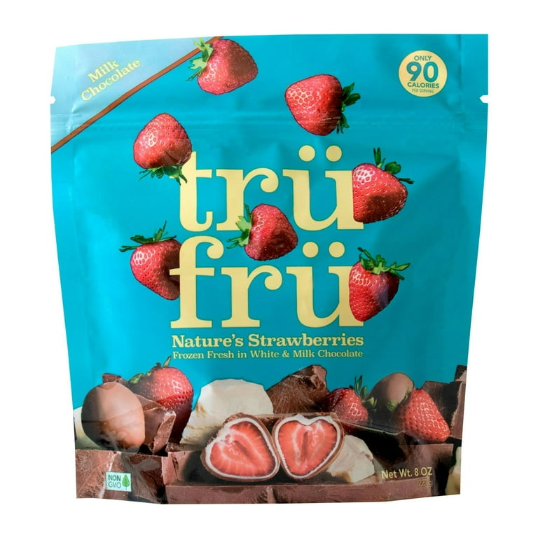 Tru Fru Natures Strawberries in White & Milk Chocolate, 8 Oz