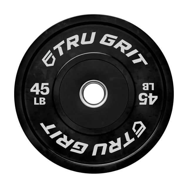 Tru Grit Fitness 45 lb Black Olympic Bumper Plate Pair Weight Set