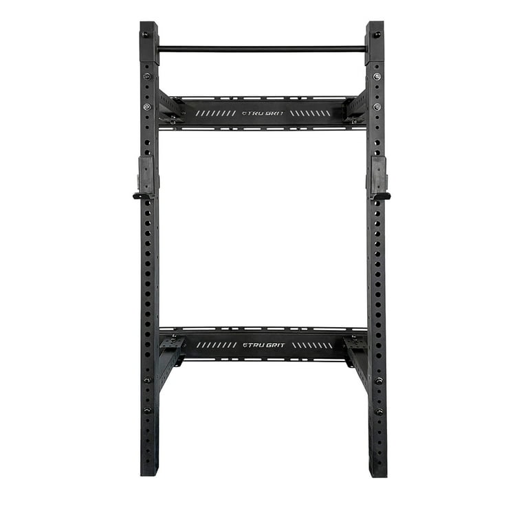 Tru Grit Fitness Black Folding Wall Mounted Power Weight Rack System Walmart