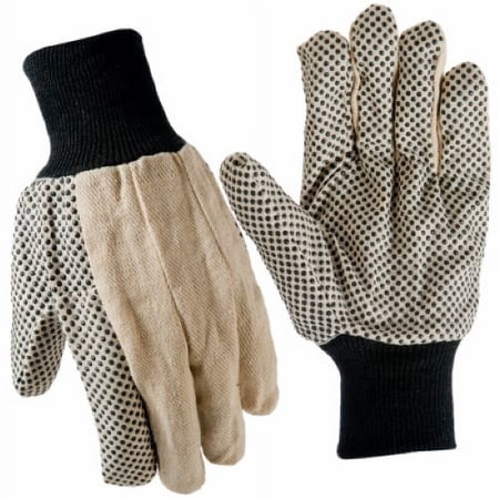 Tru-Guard 9163-26 Pair Of Large White Cotton Canvass Gloves With Gripper Dots - Quantity of 18
