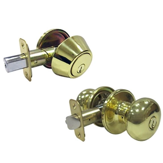 Tru-Guard Mushroom Combo Lock Pack, Polished Brass