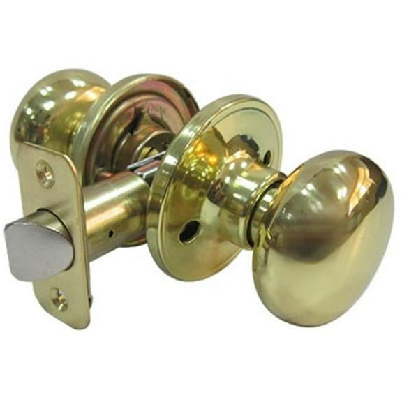 Tru-Guard Mushroom Passage Knob Set, Polished Brass
