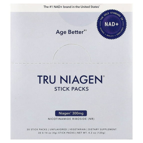 Tru Niagen Increases NAD+, Nicotinamide Riboside, Unflavored, 30 Packets, 0.14 oz (4 g) Each