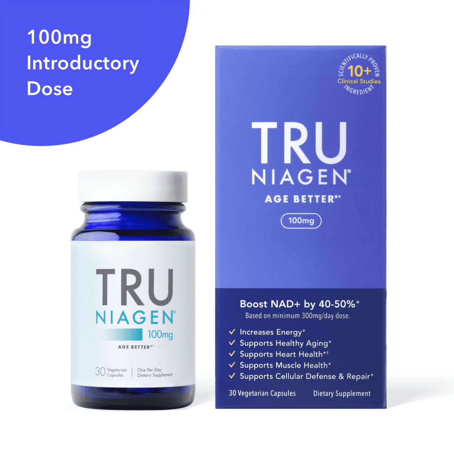 Tru Niagen NAD Booster Supplement, 100 Mg, 30 Ct - image 1 of 11
