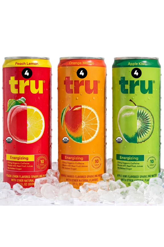 Organic Energy Drink Variety Pack, Caffeinated Sparkling Water with Real Fruit Juice, 3 Flavors, Natural Caffeine, No Added Sugar, Keto, Vegan, Kosher, Gluten Free, 12 Fl Oz (Pack of 12)