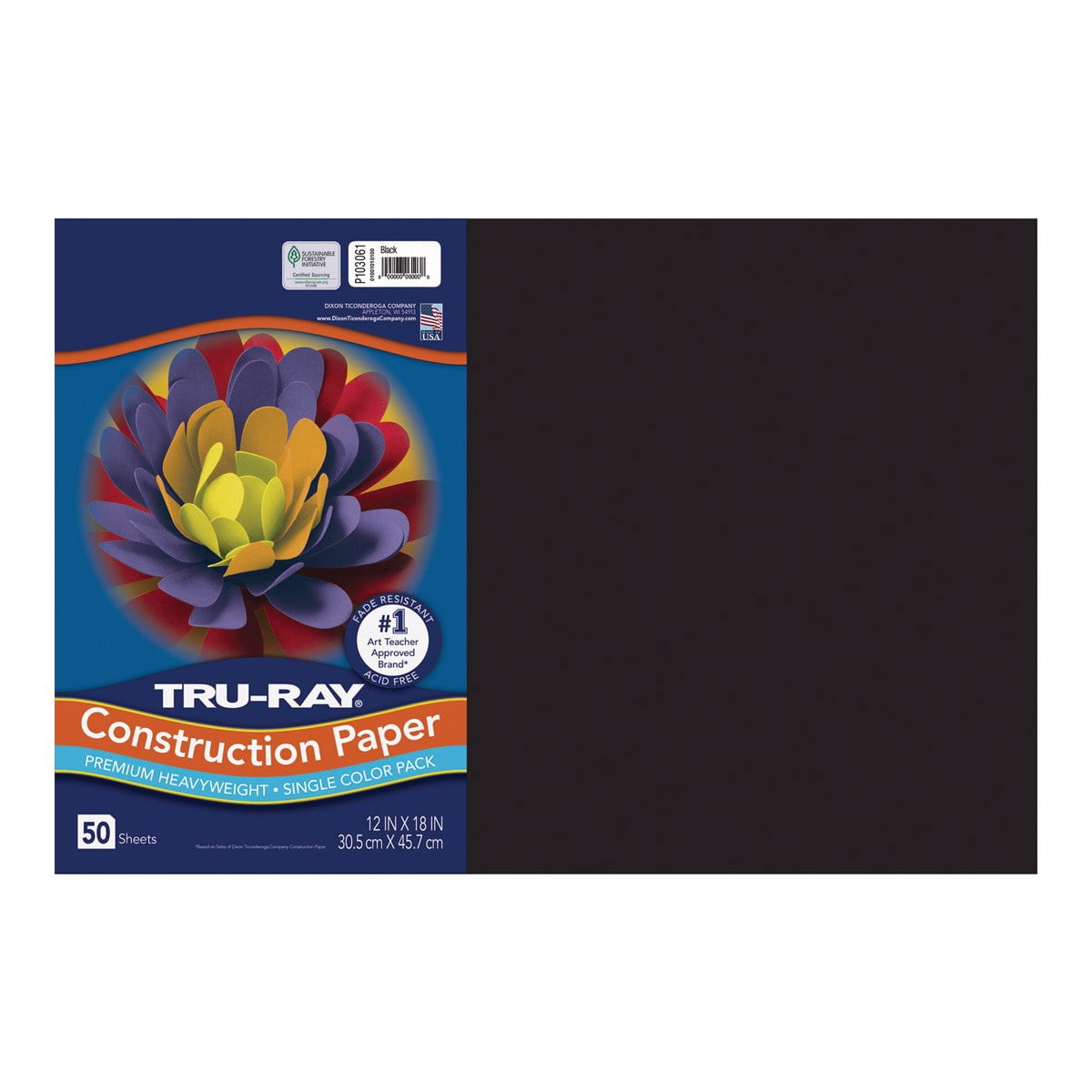 Tru-Ray 12" x 18" Tru-Ray® Heavyweight Construction Paper - Black - 25 Packs