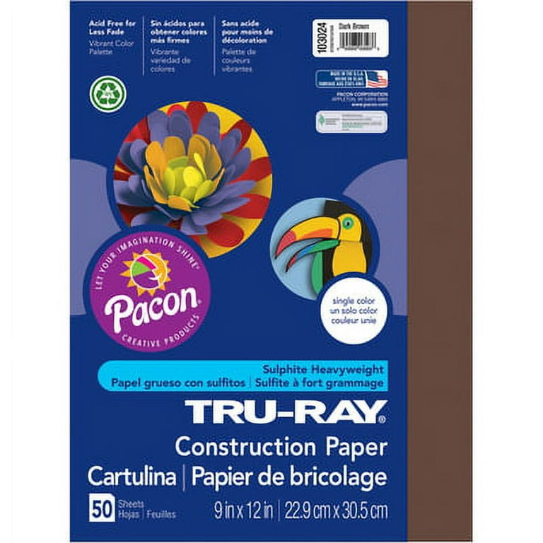Tru-Ray Construction Paper, 76 lb Text Weight, 9 x 12, Dark Brown, 50/Pack Tru-Ray Construction Paper, 76 lb Text Weight, 9 x 12, Dark Brown, 50/Pack