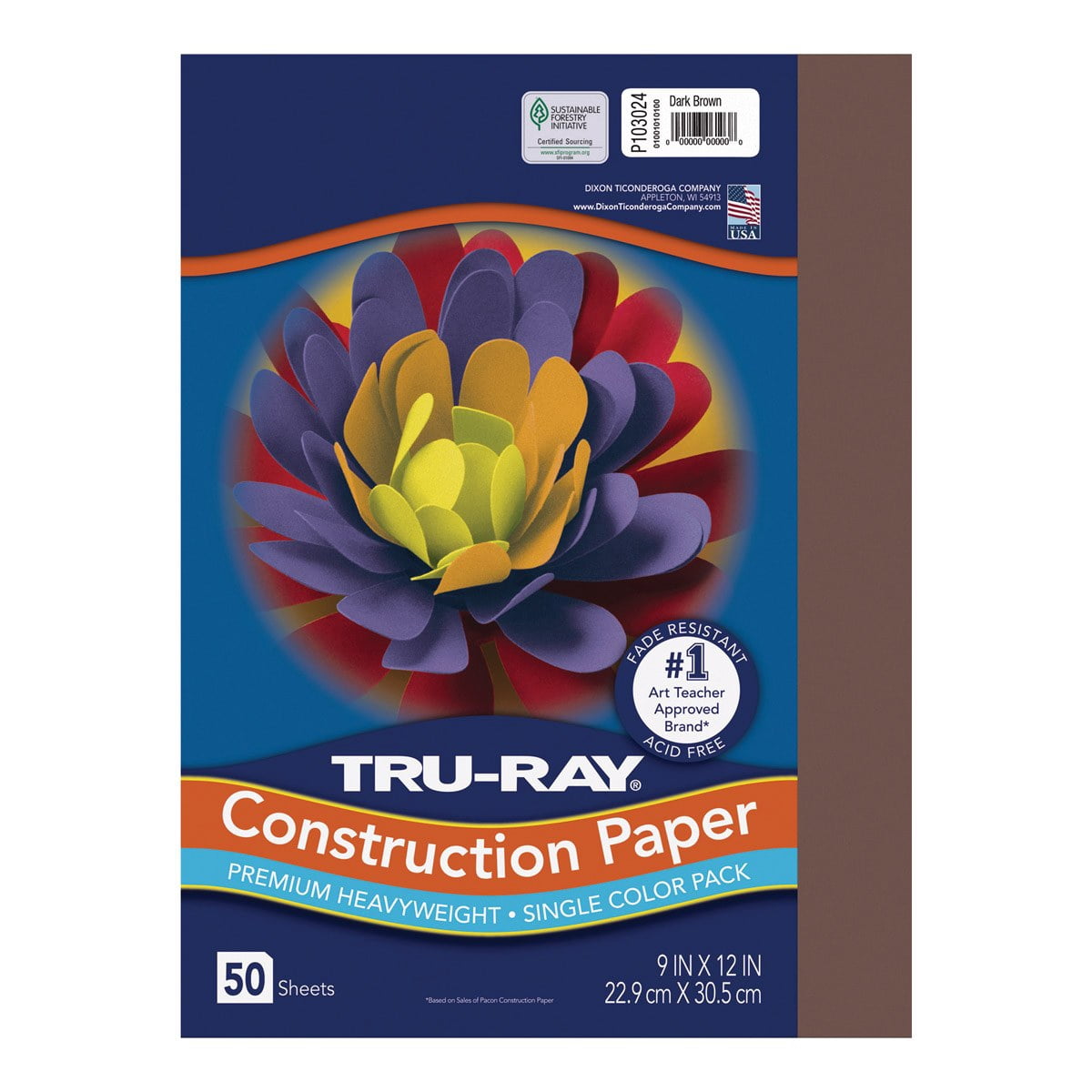 Tru-Ray 9" x 12" Tru-Ray® Heavyweight Construction Paper - Brown - 50 Packs