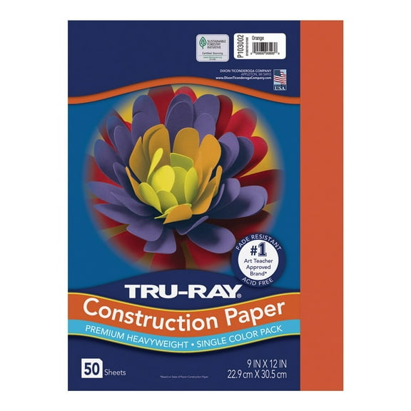 Tru-Ray 9" x 12" Tru-Ray® Heavyweight Construction Paper - Orange - 50 Packs