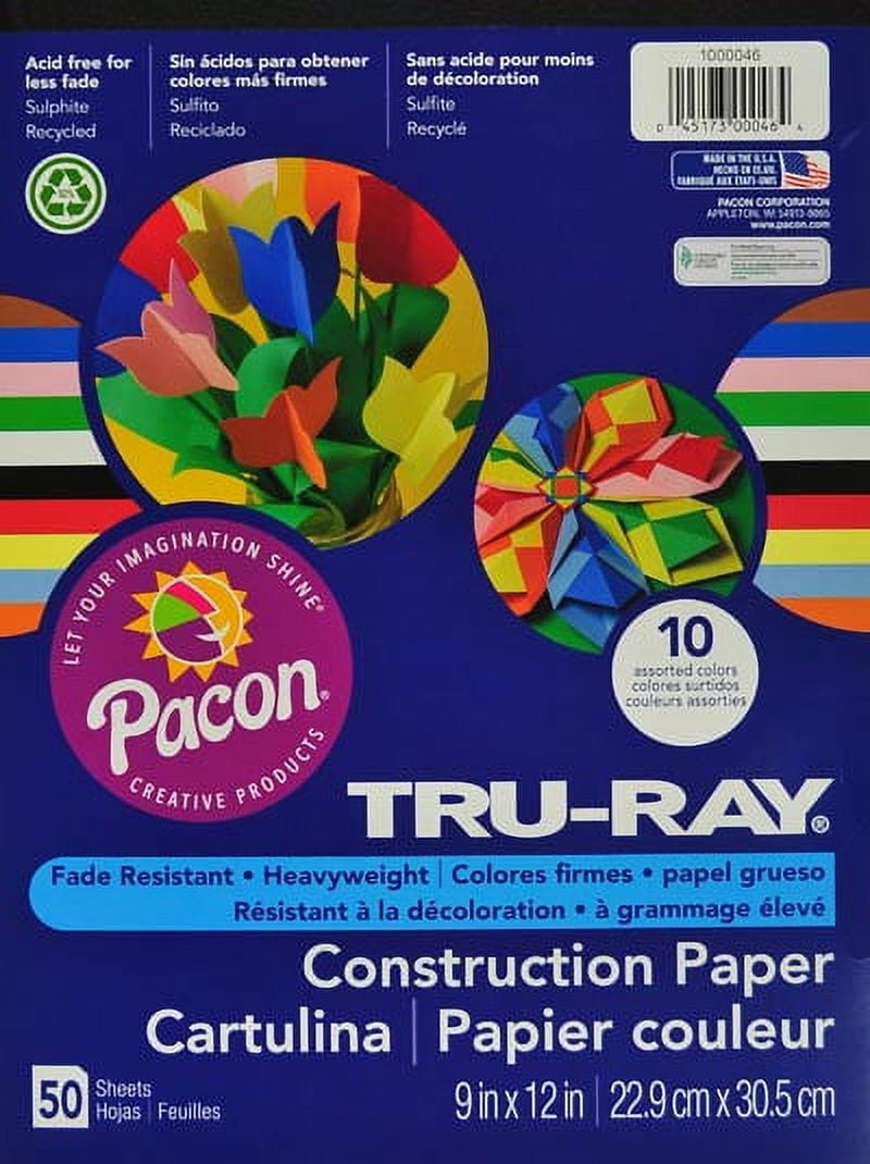  Tru-Ray Construction Paper, Holiday Green, 9 x 12, 50 Sheets  Per Pack, 5 Packs