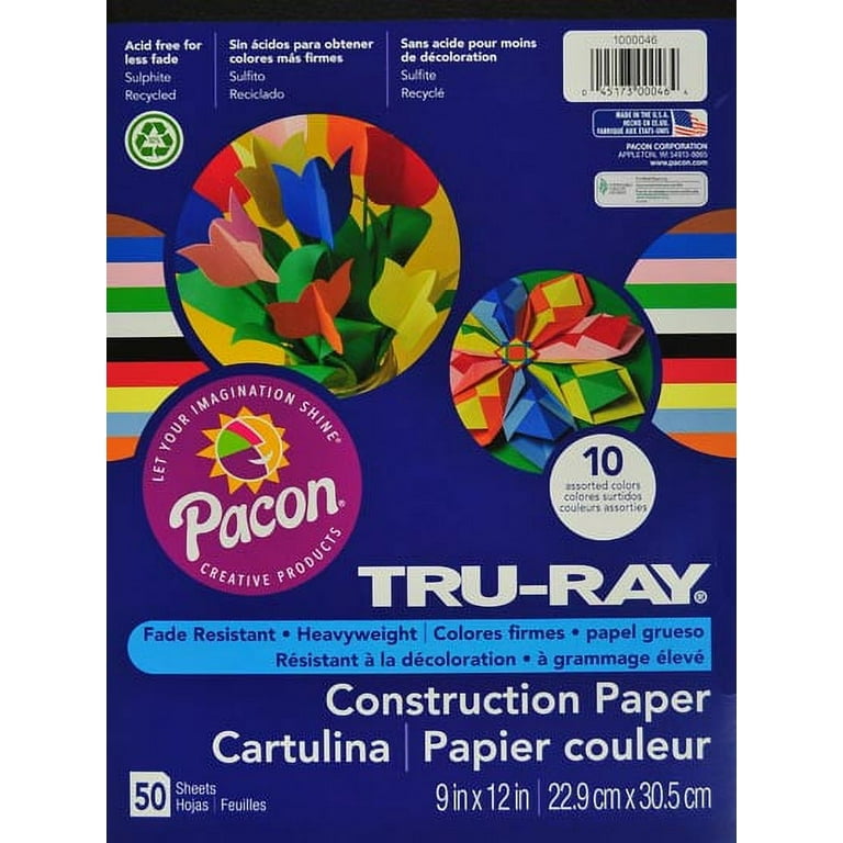 Tru-Ray Construction Paper, Blue, 9'' x 12'', 30 Sheets