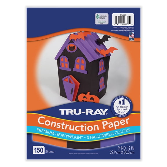 Tru-Ray Construction Paper, 70 lb Text Weight, 9 x 12, Assorted Halloween Colors, 150/Pack | Bundle of 2 Packs