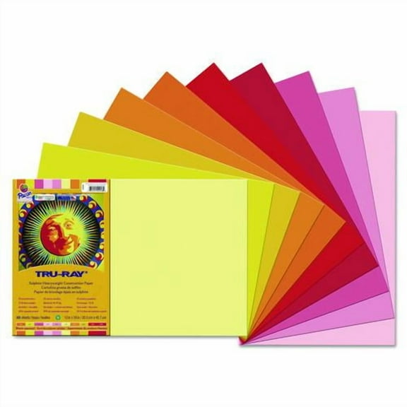 Tru-Ray Construction Paper, 76 lb Text Weight, 12 x 18, Assorted Cool/Warm Colors, 25/Pack | Bundle of 2
