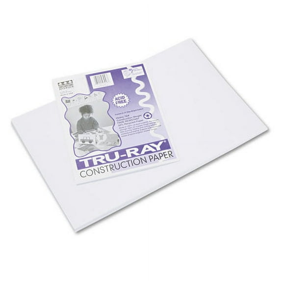 "Tru-Ray Construction Paper, 76 lb Text Weight, 12 x 18, White, 50/Pack | Bundle of 10 Packs"