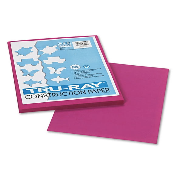 Tru-Ray Construction Paper, 76 lb Text Weight, 9 x 12, Magenta, 50/Pack | Bundle of 2 Packs