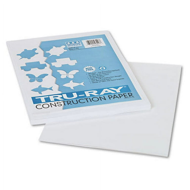 Tru-Ray Construction Paper, 76 lb Text Weight, 9 x 12, White, 50/Pack Tru-Ray Construction Paper, 76 lb Text Weight, 9 x 12, White, 50/Pack