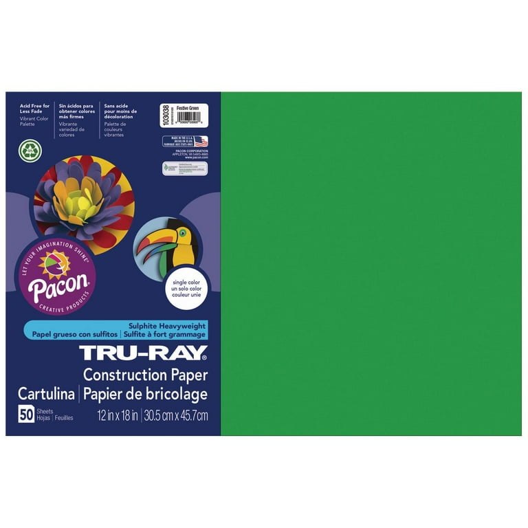 Tru-Ray Construction Paper, 76 lb Text Weight, 12 x 18, Festive Green, 50/Pack Tru-Ray Construction Paper, 76 lb Text Weight, 12 x 18, Festive Green, 50/Pack