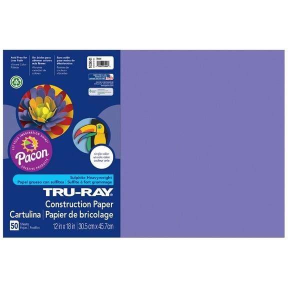 Tru-Ray Construction Paper, 76lb, 12 X 18, Violet, 50/pack | Bundle of 5 Packs