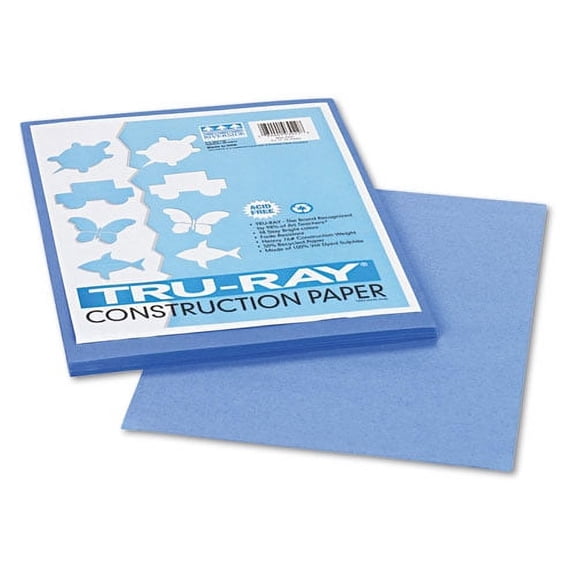 Tru-Ray Construction Paper, 76lb, 9 X 12, Blue, 50/pack | Bundle of 2 Packs
