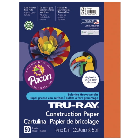 Tru-Ray Construction Paper, 76lb, 9 X 12, Orange, 50/pack | Bundle of 5 Packs