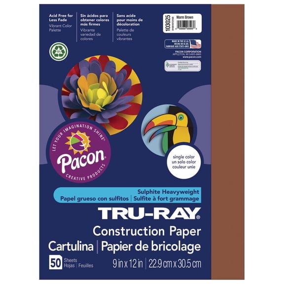 Tru-Ray Construction Paper, 76lb, 9 X 12, Warm Brown, 50/pack | Bundle of 5