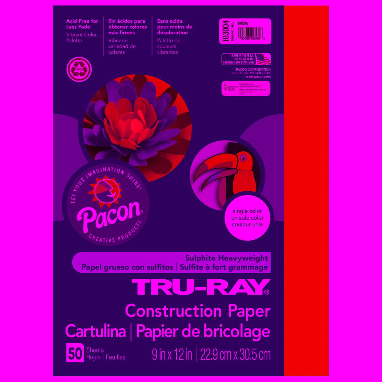 "Tru-Ray Construction Paper, 76lb, 9 X 12, Yellow, 50/pack | Bundle of 5"