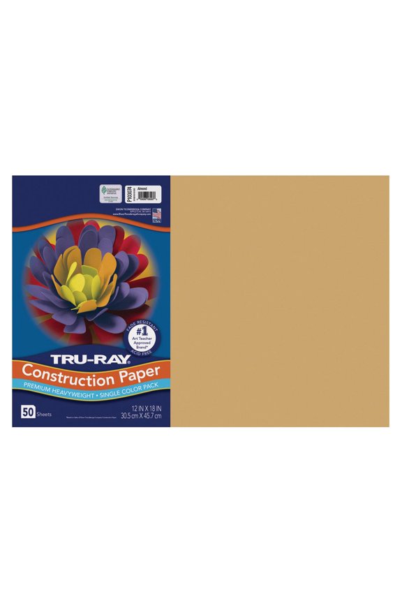 Construction Paper, Heavyweight, Almond, 12" x 18", 50 Sheets