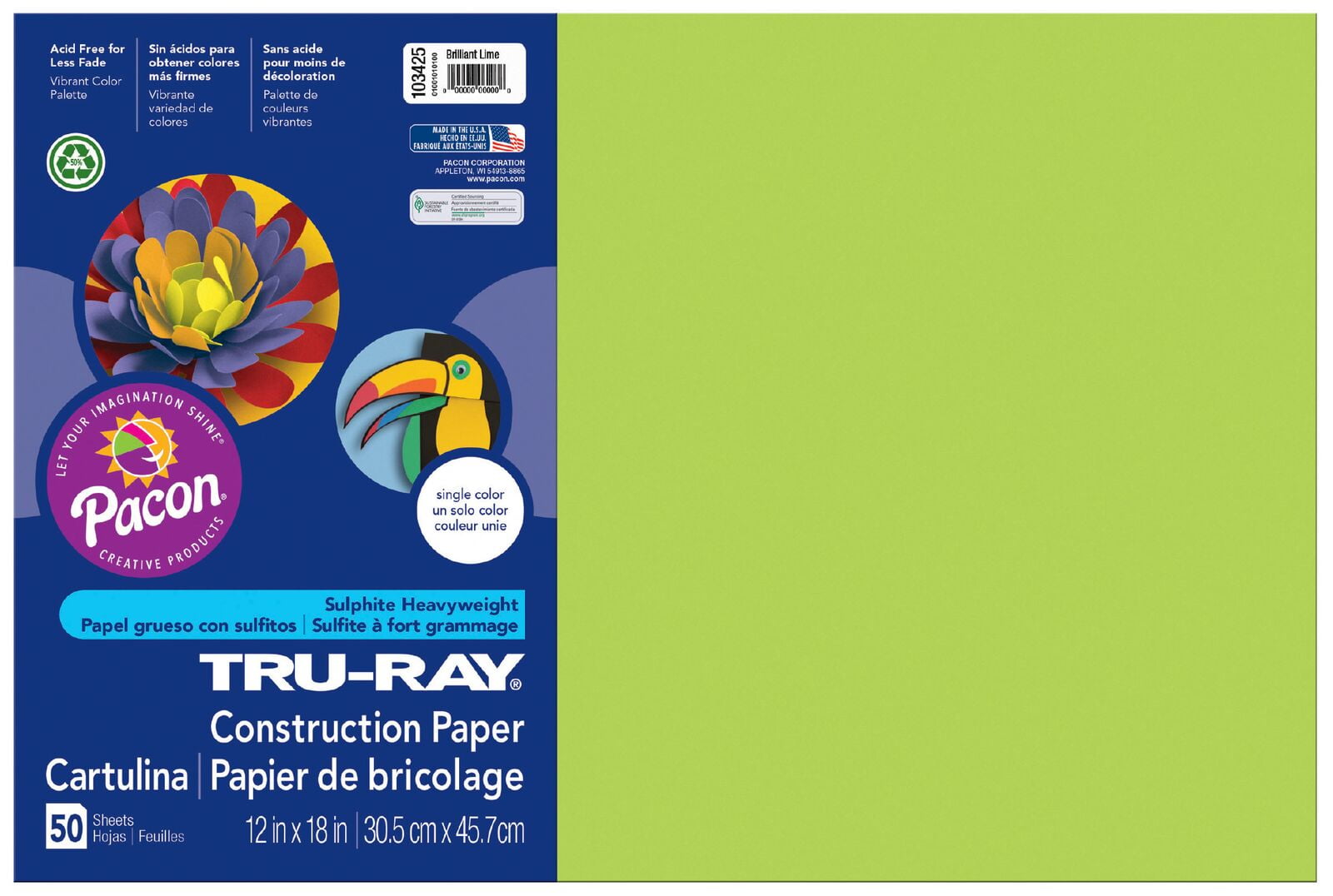 Pacon 103057 Tru-Ray Construction Paper, 76 lbs., 12 x 18, Warm Brown, 50  Sheets/Pack