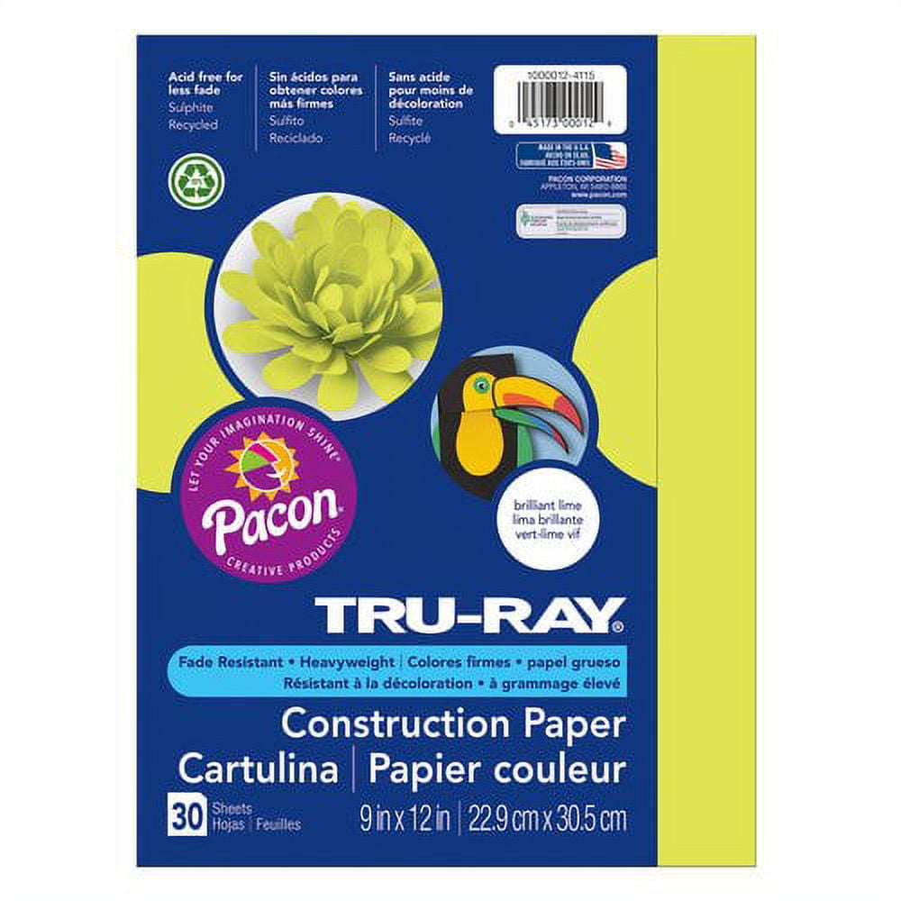 Acid-Free Non-Toxic Construction Paper, Brilliant Lime, Pack Of 50, 1 -  Kroger