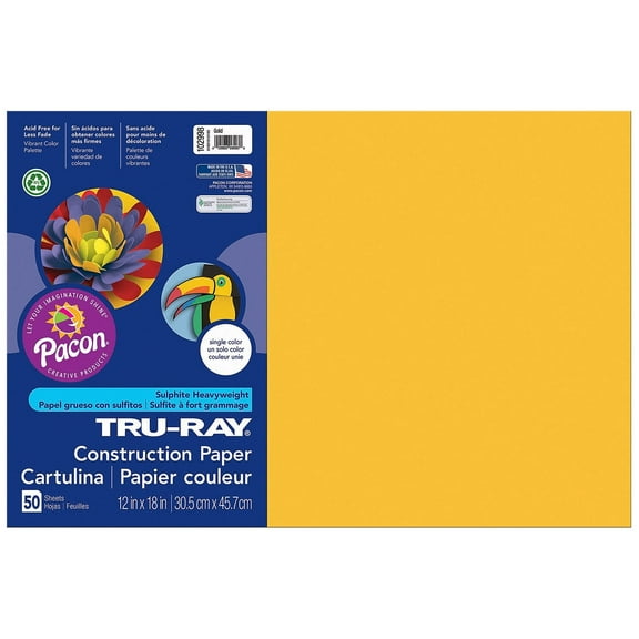 Tru-Ray Sulphite Construction Paper, 12 x 18 Inches, Gold, 50 Sheets