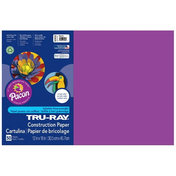 Tru-Ray Construction Paper, Magenta, 12â x 18â, 50 Sheets