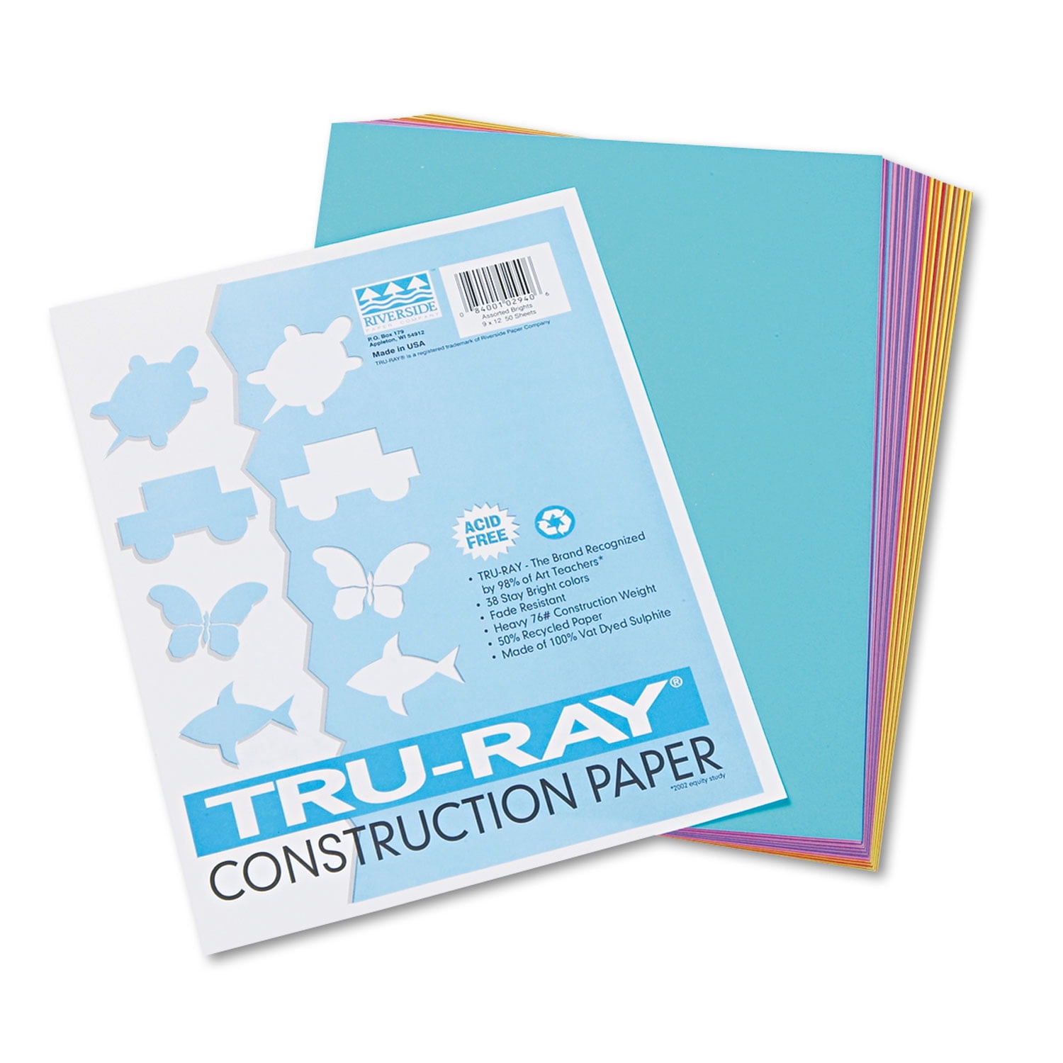 TruRay Sulphite Construction Paper, 9 x 12 Inches, Assorted Bright
