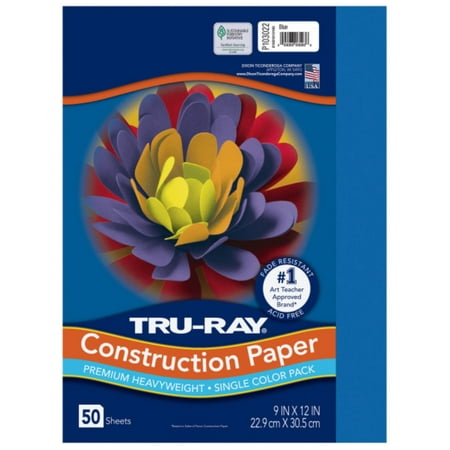 Tru-Ray Construction Paper, Blue, 9” x 12”, 50 Sheets