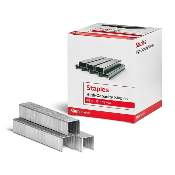 Tru Red High-Capacity Staples, 0.63" Leg, Steel, 5,000/Box