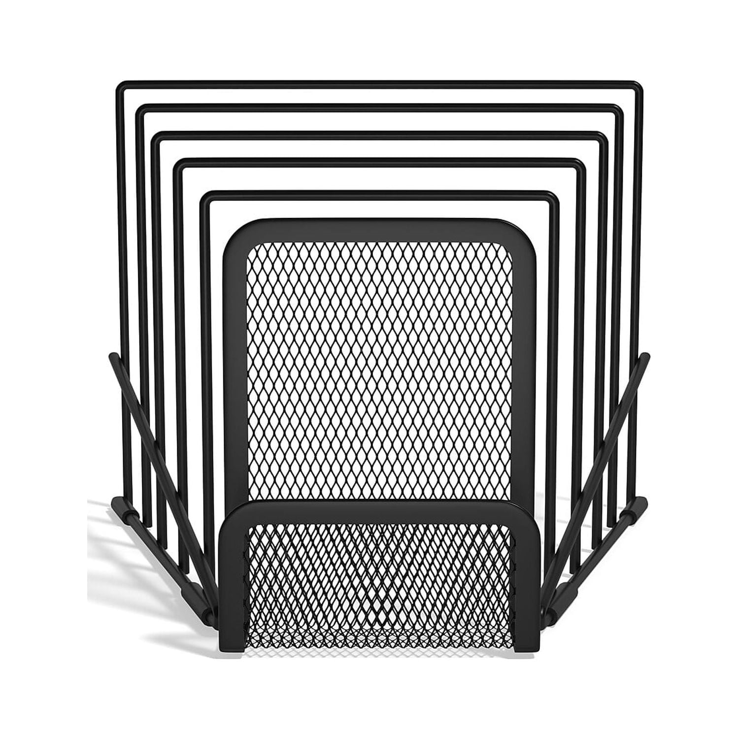 Matte Black 6-Compartment Metal Mesh Letter Holder