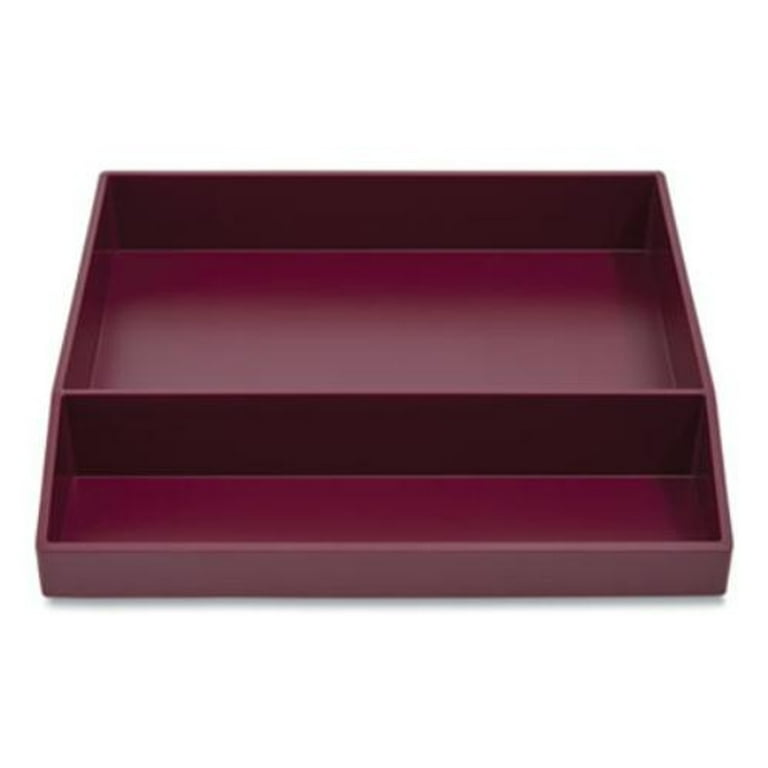 Divided Stackable Plastic Tray, 2 Compartments, 9.44 x 9.84 x 1.77, Purple Divided Stackable Plastic Tray, 2 Compartments, 9.44 x 9.84 x 1.77, Purple