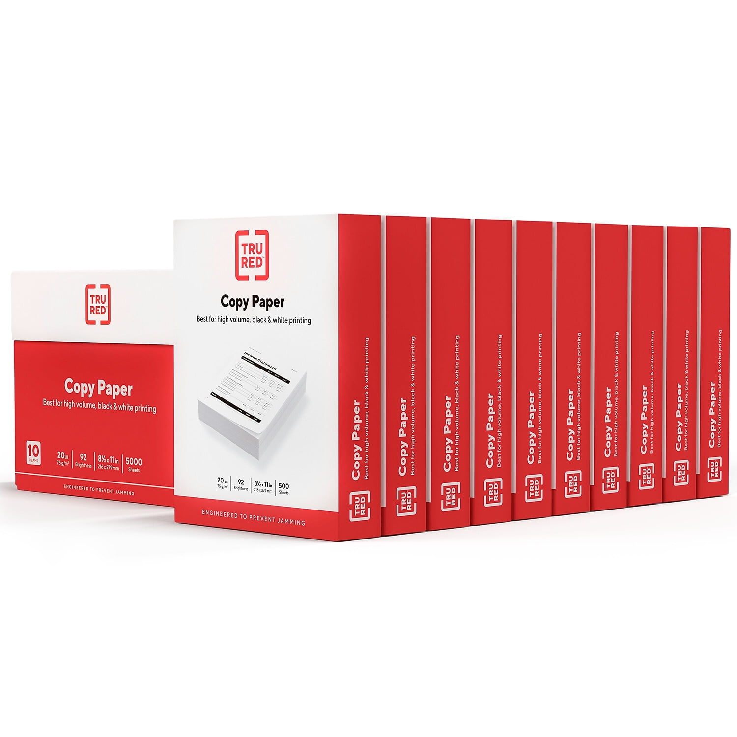 TRU RED 8.5" x 11" Copy Paper 20 lbs. 92 Brightness 500 Sheets/Ream 10 Reams/Carton (TR56958)