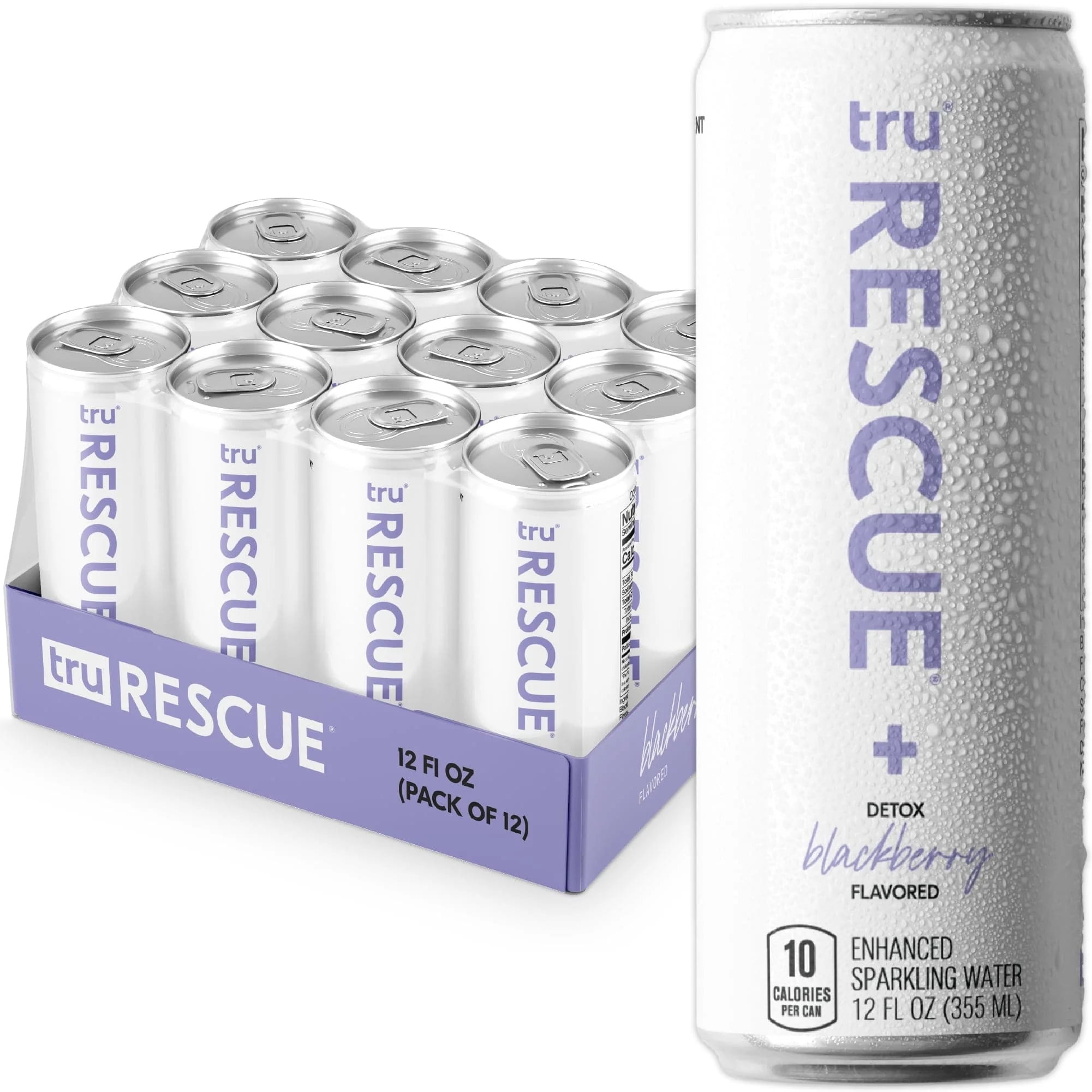 Tru Rescue Seltzer, Blackberry Sparkling Water Electrolytes Detox Drink