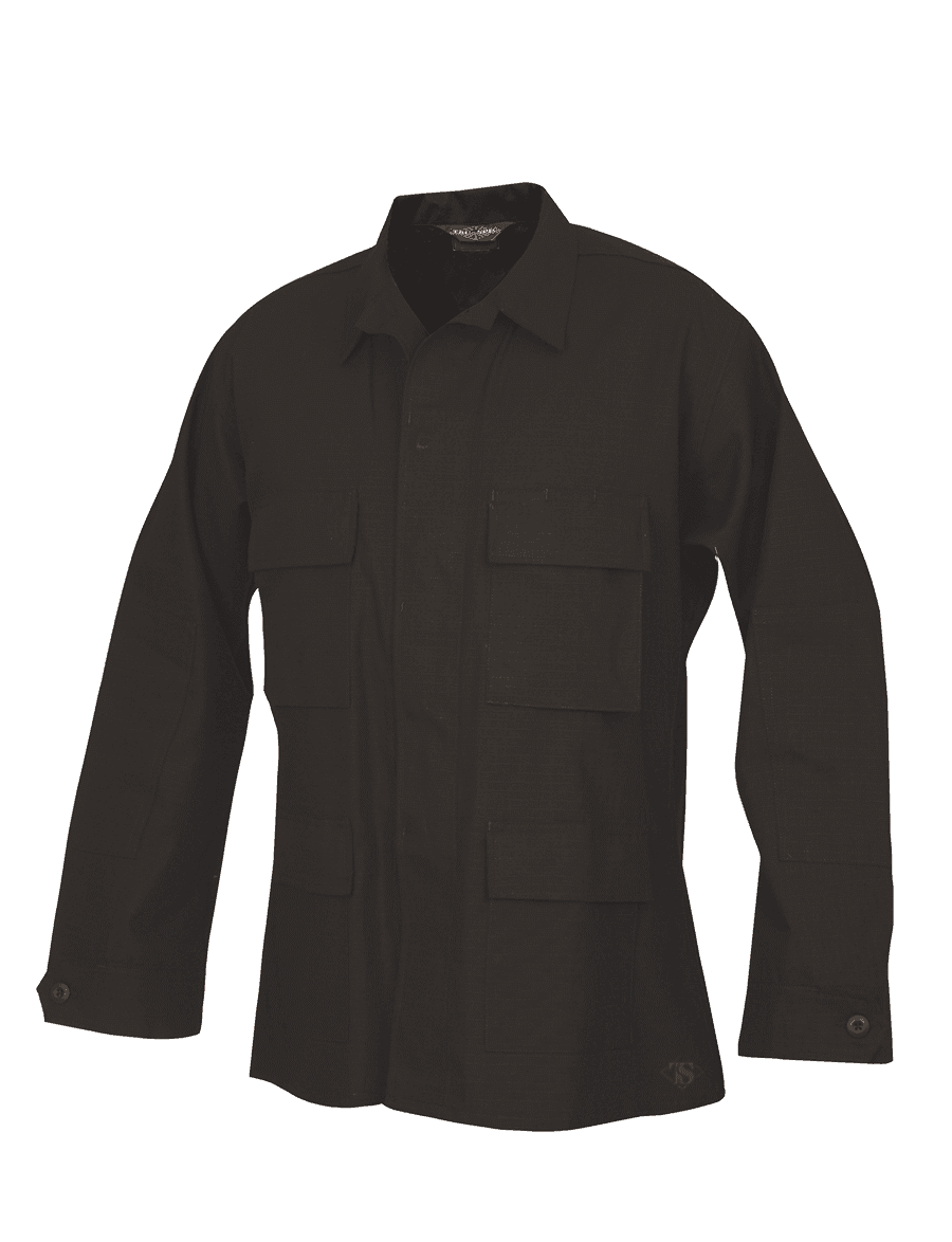 Tru-Spec 100% Cotton Ripstop BDU Jacket, Black, Small, Long Length ...