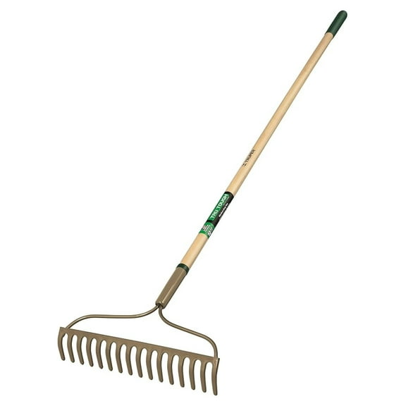 Tru Tough Bow Rake - 54 Inch 16-Tooth Welded Garden Rake with Wood Handle & 6-Inch Grip - Heavy Duty Yard Clean Up Tool for Leaves & Debris