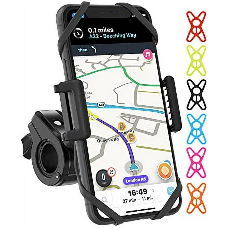 TruActive Premium Bike Phone Mount Holder, Motorcycle Phone Mount, 6 Color  Bands Included, Cell Phone Holder for Bike – Universal Any Phone or  Handlebar, Bike Phone Holder, ATV - Tool Free Install 