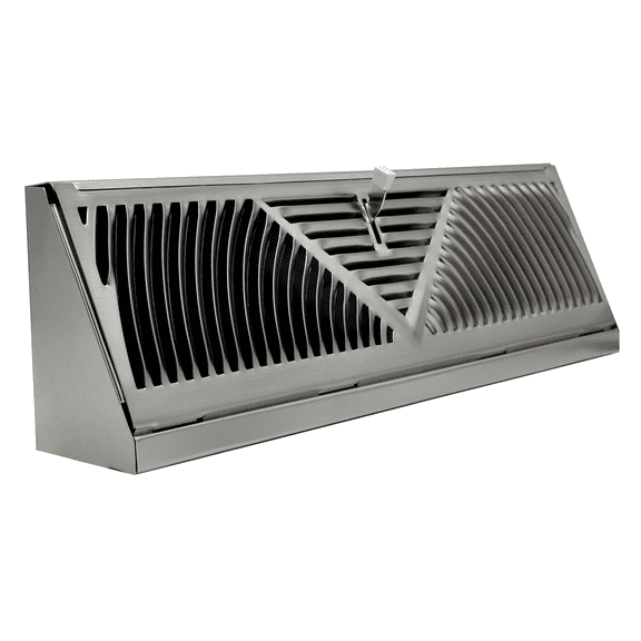 TruAire Satin Nickel Steel Baseboard Register - 18" Length - 4 7/16" Height - 2 11/16" Base Projection