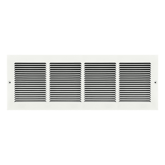 TruAire Stamped Steel White Baseboard Return Grill - For Duct Opening of 24" x 6" - Overall Dimensions 25 3/4" x 7 3/4"